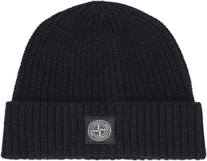 Rib-knitted wool hat-1
